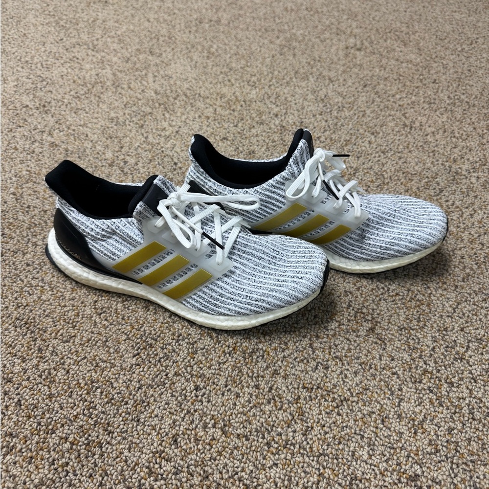 Adidas White and Gold Sneakers